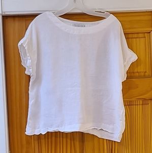 Cut loose white linen top women's size small Boxy, Oversized.